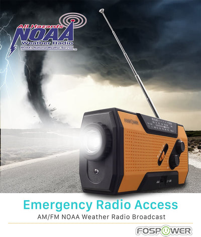 Emergency Weather Solar Radio Hand Crank AM/FM NOAA Radio with LED Flashlight and USB Charger