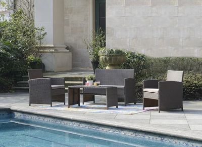 Set of 4 Rattan Wicker Patio Furniture Set, Outdoor Patio Garden Table and Chairs