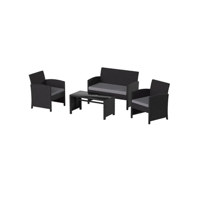 Set of 4 Rattan Wicker Patio Furniture Set, Outdoor Patio Garden Table and Chairs