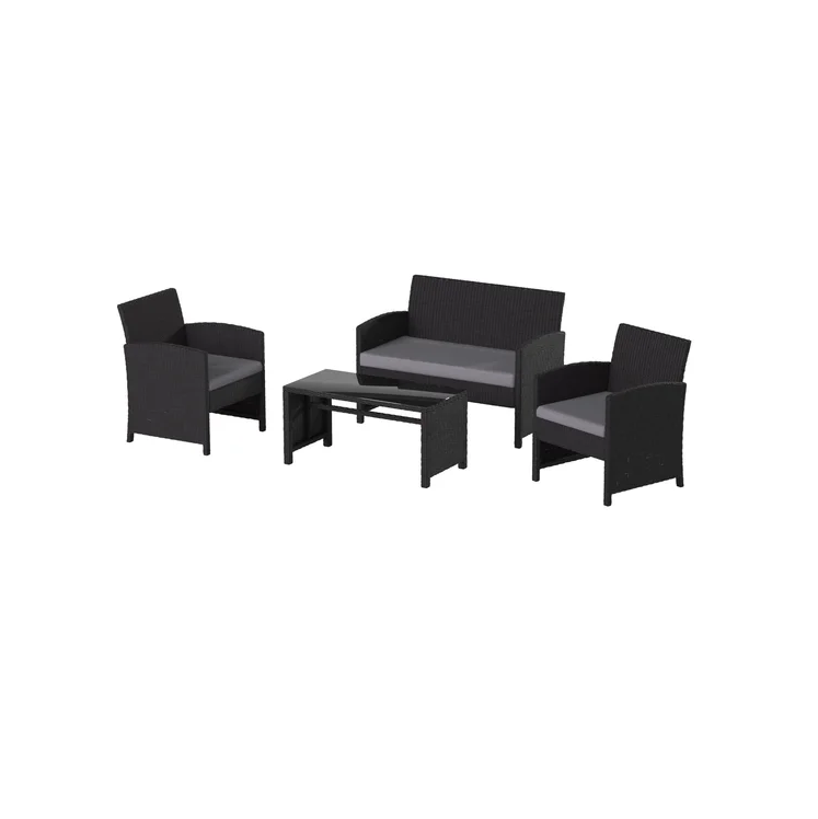 Set of 4 Rattan Wicker Patio Furniture Set, Outdoor Patio Garden Table and Chairs
