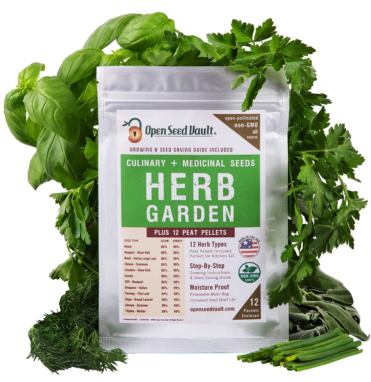 12 Herb Variety Seed Pack Kit Heirloom Survival Garden Organic Food Culinary Set