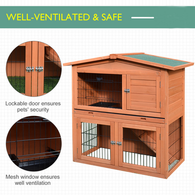40" Wooden Chicken House Coop Hen Rooster Cage with Chicken Run Ramp and Pull Out Tray