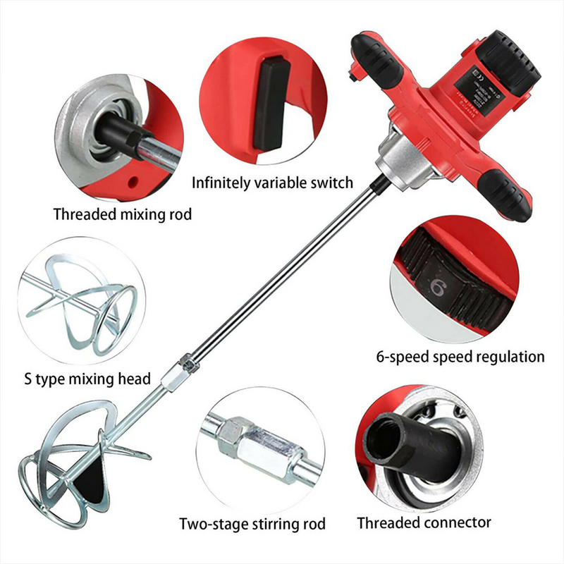 2100W Electric Cement Mortar Mixer Portable Concrete Mixer Paint Tile Plaster Rotary Mixing Drill