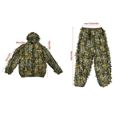 3D Camouflage Ghillie Suit Set Survival Gear Leaf Jungle Forest Wood Hoodie Jacket and Trousers