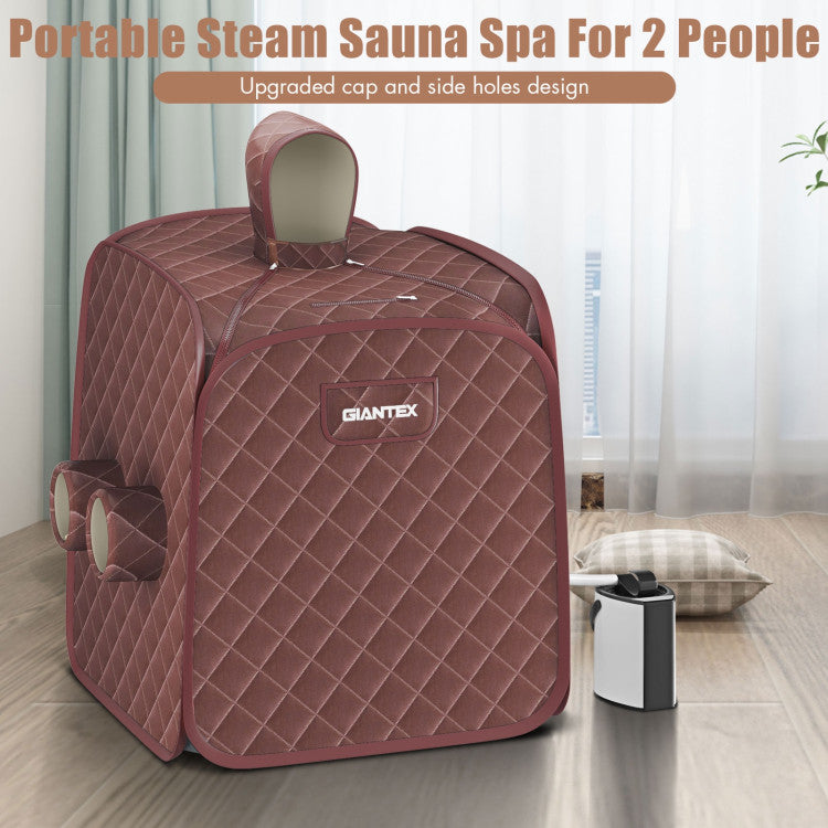800W 2 Person Portable Steam Sauna SPA Tent with 3L Steamer