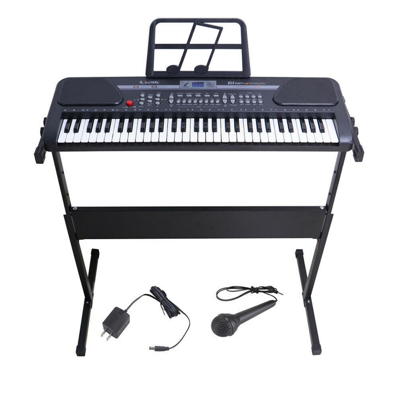 Piano Keyboard 61 Key Music Electronic Keyboard Electric Digital Piano Organ with Stand & Microphone