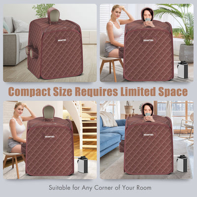 800W 2 Person Portable Steam Sauna SPA Tent with 3L Steamer