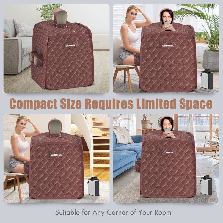 800W 2 Person Portable Steam Sauna SPA Tent with 3L Steamer