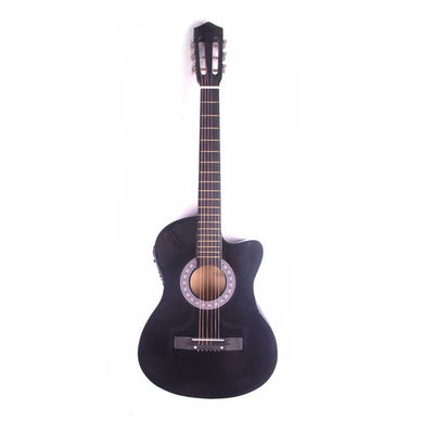 38" Black Electric Acoustic Guitar Cutaway Design with Guitar Case Strap