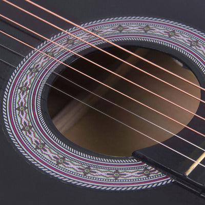 38" Black Electric Acoustic Guitar Cutaway Design with Guitar Case Strap