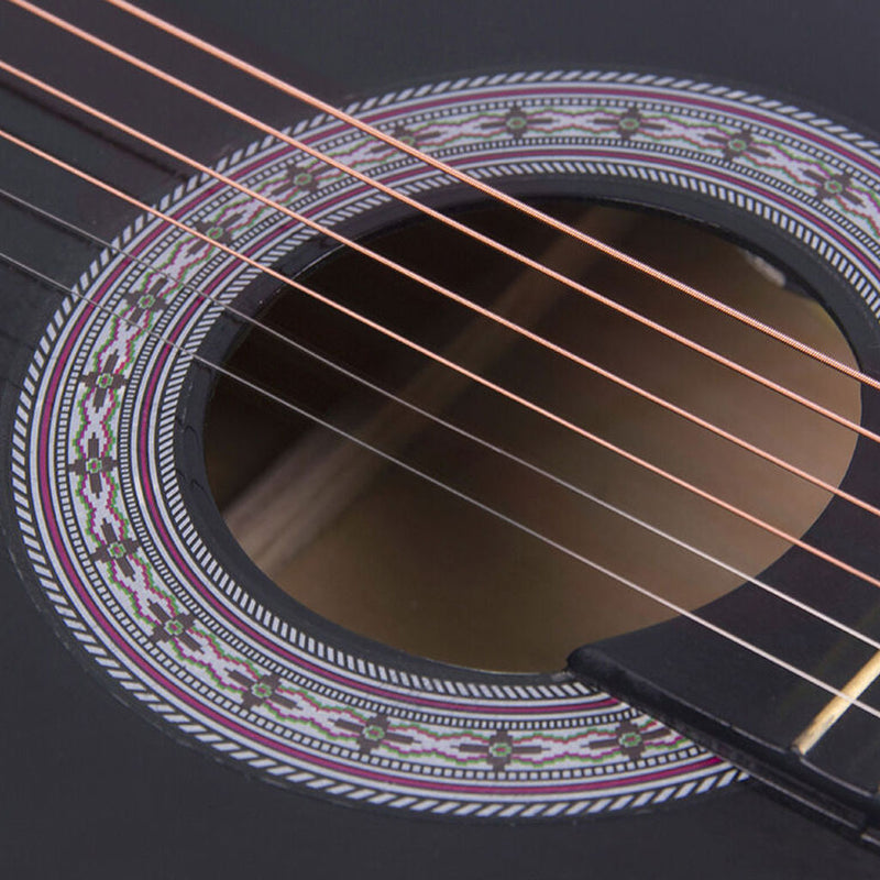 38" Black Electric Acoustic Guitar Cutaway Design with Guitar Case Strap