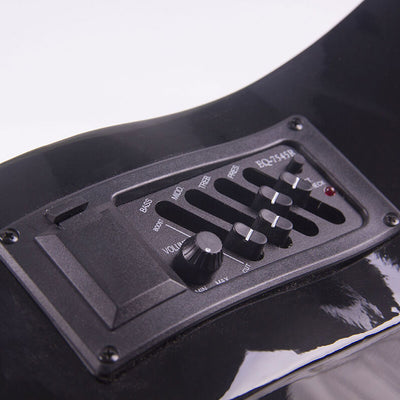 38" Black Electric Acoustic Guitar Cutaway Design with Guitar Case Strap