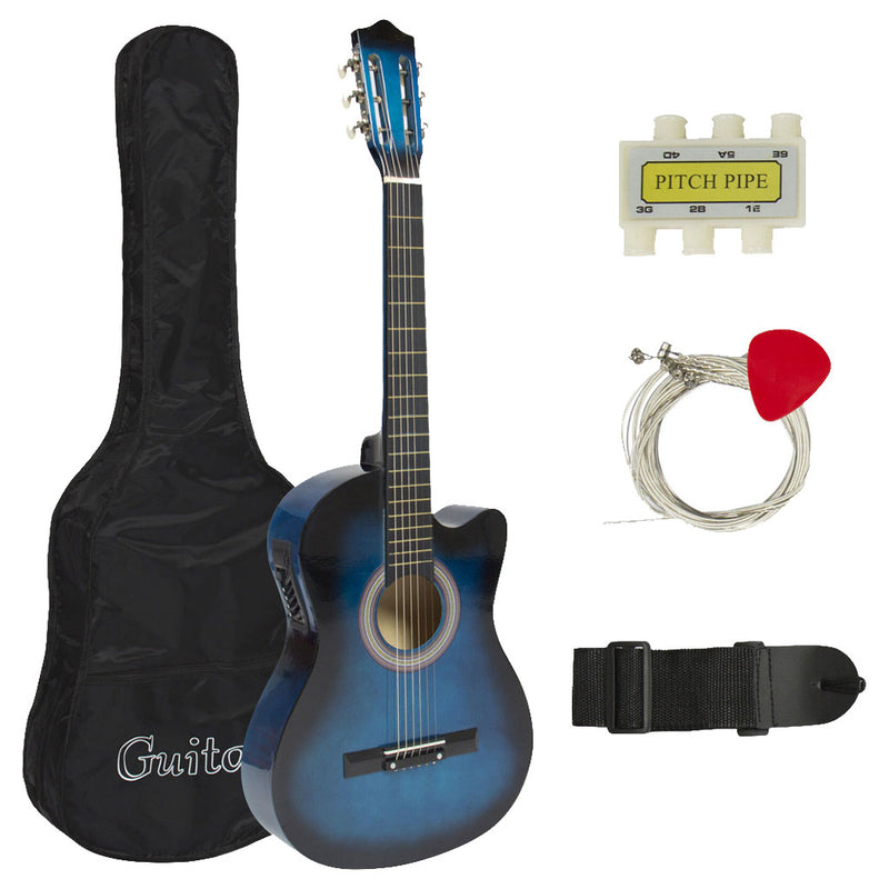38" Electric Acoustic Guitar Cutaway Design With Guitar Case Strap