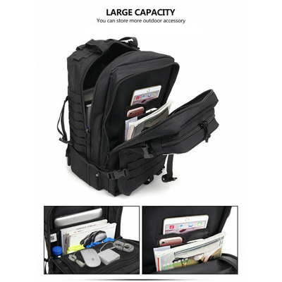Black 45L Tactical Military Backpack Rucksack Bag Survival Camping Hiking Trekking Travel Backpack