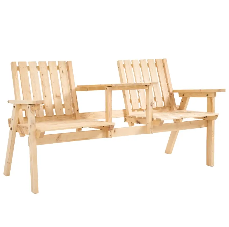 Outdoor Patio Loveseat Garden Bench Double Chair Table with Umbrella Hole