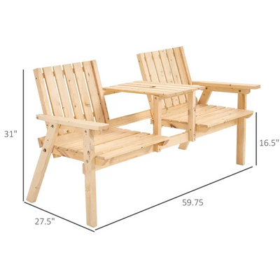 Outdoor Patio Loveseat Garden Bench Double Chair Table with Umbrella Hole