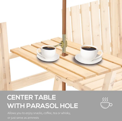 Outdoor Patio Loveseat Garden Bench Double Chair Table with Umbrella Hole