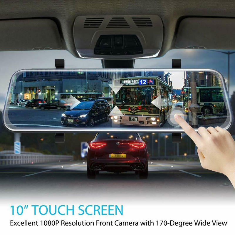 10" HD 1080P Dual Lens Car DVR Dash Cam Video Camera Recorder Rearview Mirror US