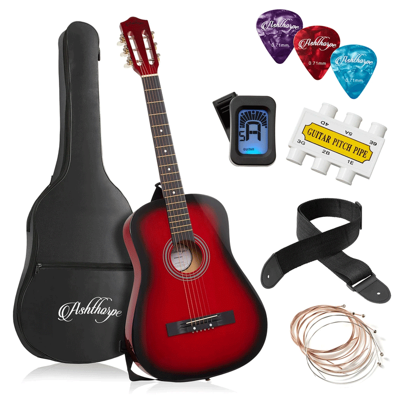 38-inch Beginner Acoustic Guitar Package, Kids Starter Kit