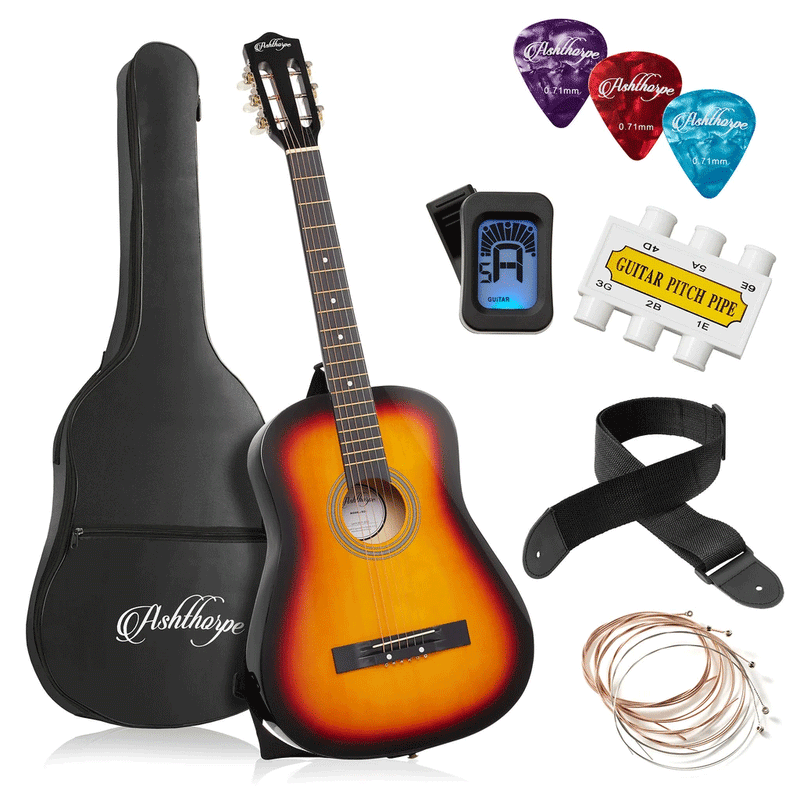 38-inch Beginner Acoustic Guitar Package, Kids Starter Kit