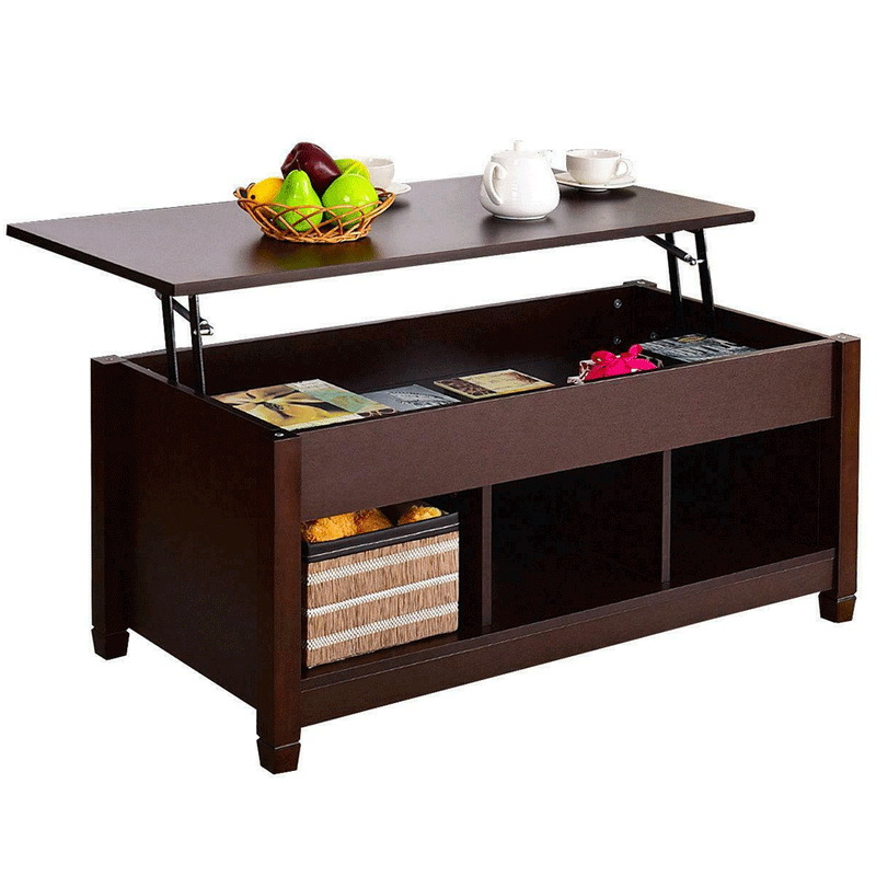 Lift Top Coffee Table w/ Hidden Compartment Storage Shelf Living Room Furniture
