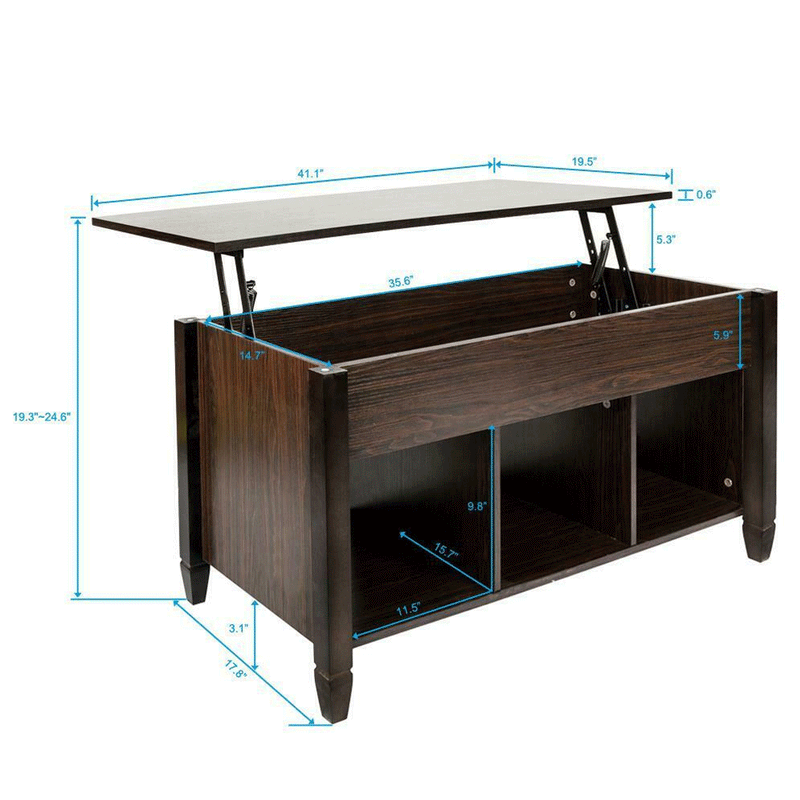 Lift Top Coffee Table w/ Hidden Compartment Storage Shelf Living Room Furniture