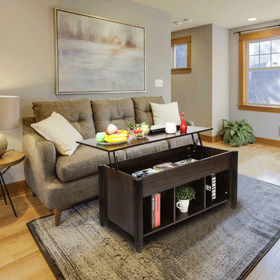 Lift Top Coffee Table w/ Hidden Compartment Storage Shelf Living Room Furniture