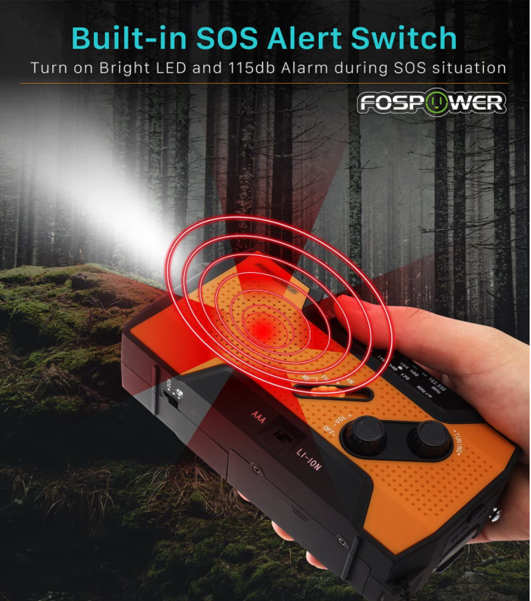 Emergency Weather Solar Radio Hand Crank AM/FM NOAA Radio with LED Flashlight and USB Charger