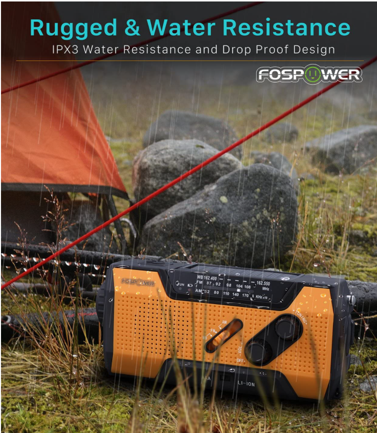 Emergency Weather Solar Radio Hand Crank AM/FM NOAA Radio with LED Flashlight and USB Charger