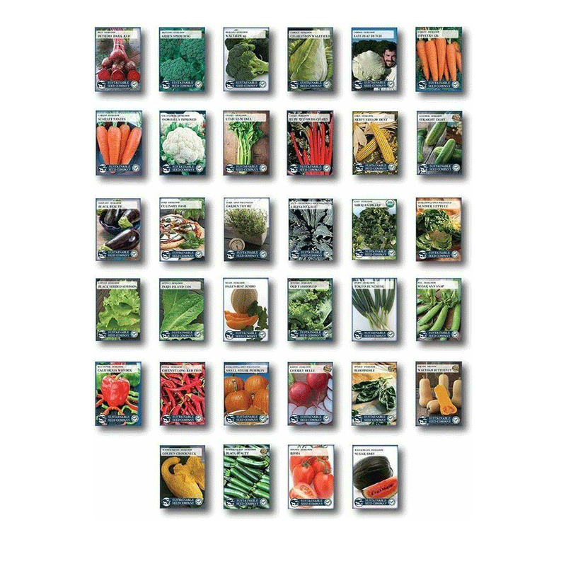 Survival Garden 22,000 Non-GMO Heirloom Vegetable Seed 34 Variety