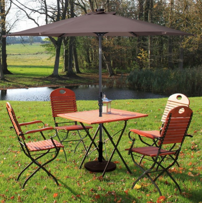 9 Ft Patio LED Solar Umbrella Canopy with Crank Pool Umbrella with Lights