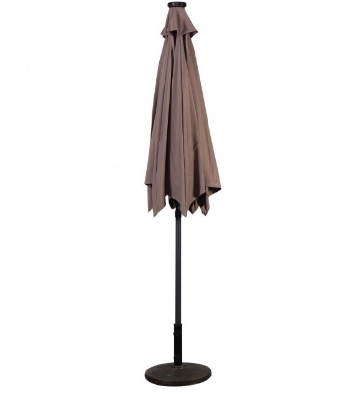 9 Ft Patio LED Solar Umbrella Canopy with Crank Pool Umbrella with Lights