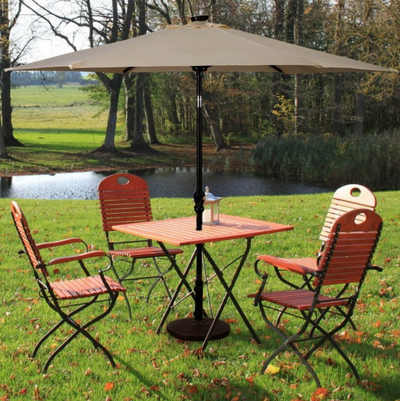 9 Ft Patio LED Solar Umbrella Canopy with Crank Pool Umbrella with Lights
