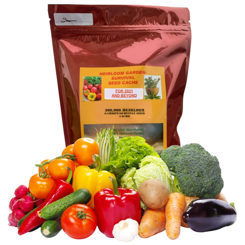 Survival Garden 300,000 Heirloom Non-GMO Open Pollinated Vegetable Seeds