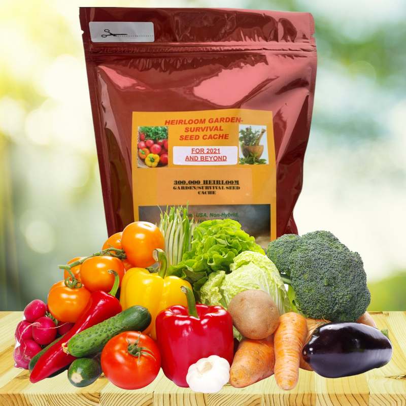 Survival Garden 300,000 Heirloom Non-GMO Open Pollinated Vegetable Seeds
