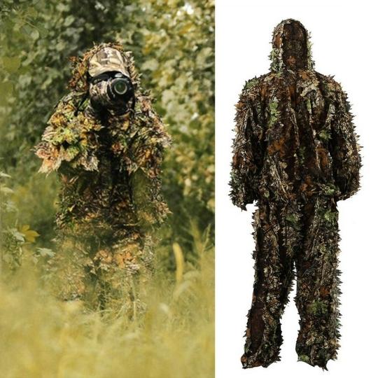 3D Camouflage Ghillie Suit Set Survival Gear Leaf Jungle Forest Wood Hoodie Jacket and Trousers