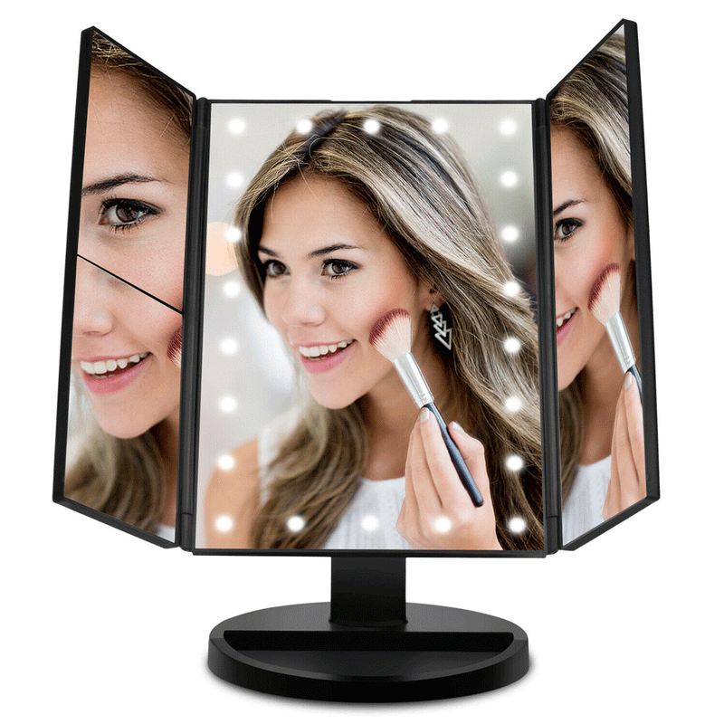 Vanity Travel Makeup Mirror 22 LED Light UP Tri-Fold Dressing Table Mirror