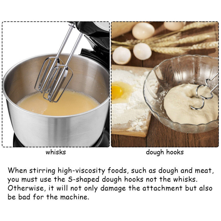 200W 5-Speed Stand Mixer with Dough Hooks Beaters