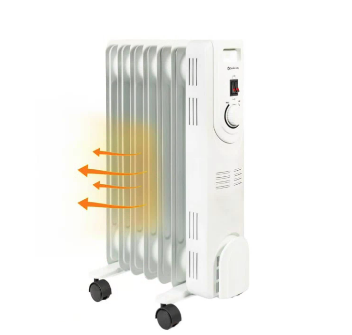 Electric Radiant Space Heater, Oil-Filled Indoor Rolling Radiator Heater 1200W