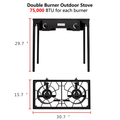 2-Burner High Pressure Propane Gas Outdoor Stove, Portable Camping Stove