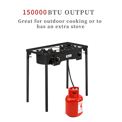 2-Burner High Pressure Propane Gas Outdoor Stove, Portable Camping Stove
