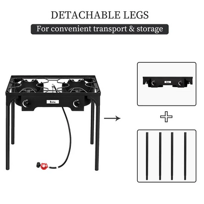 2-Burner High Pressure Propane Gas Outdoor Stove, Portable Camping Stove