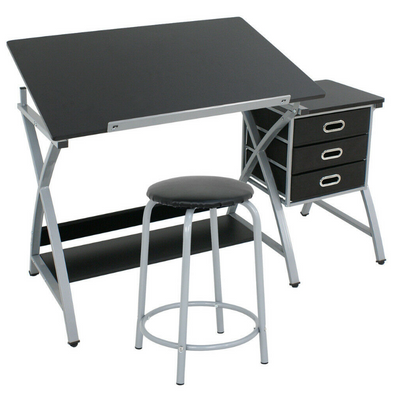 Drafting Study Table Adjustable Design Drawing Desk Board Storage Arts and Crafts Workstation