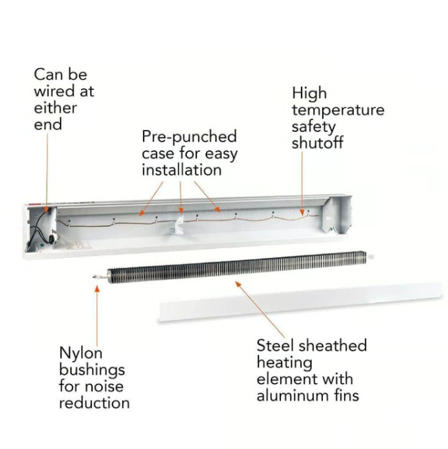 Electric Baseboard Heater, 24" Mounted Baseboard Room Heater 240/208V