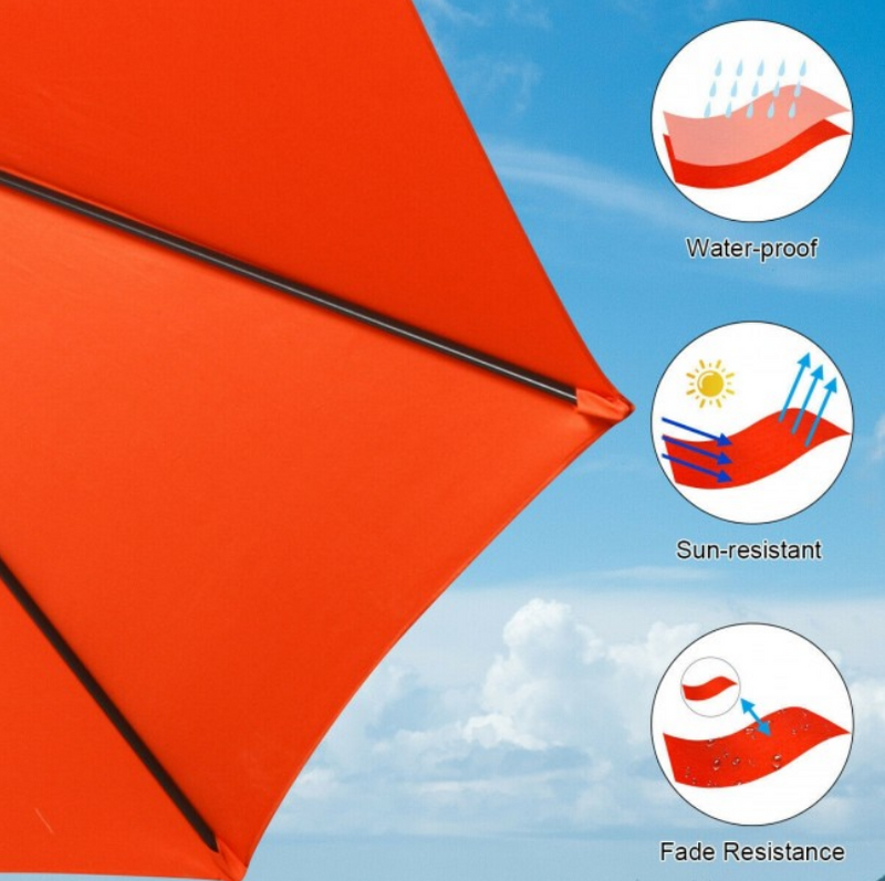 15 Ft Extra Large Patio Double Sided Umbrella with Crank and Base