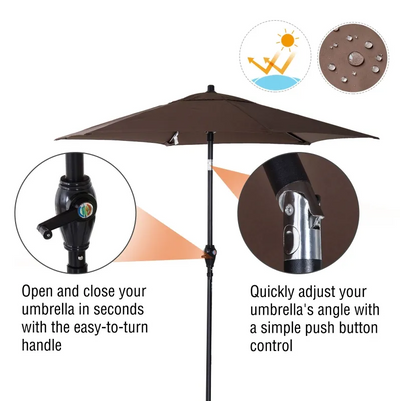 4 Piece Folding Outdoor Patio Pub Dining Table and Chairs Set with 6' Adjustable Tilt Umbrella
