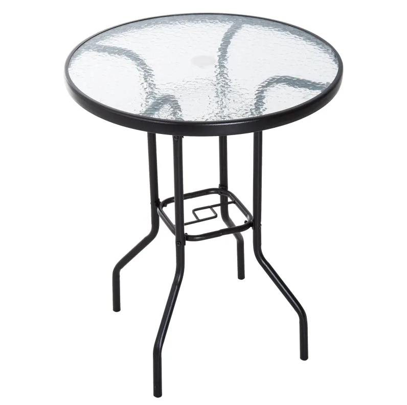 4 Piece Folding Outdoor Patio Pub Dining Table and Chairs Set with 6&