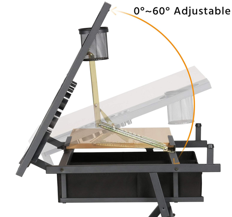 Drawing Drafting Table Artist Desk Tilting Tabletop Arts and Crafts Sketching Workstation with Storage Drawers and Stool