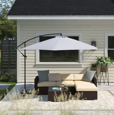 10 Ft Outdoor Deck Patio Umbrella Off set Tilt Cantilever Hanging Canopy