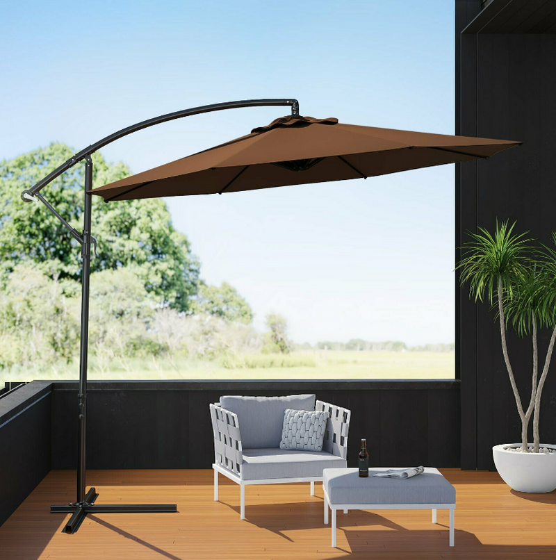 10 Ft Outdoor Deck Patio Umbrella Off set Tilt Cantilever Hanging Canopy